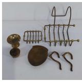 Miscellaneous Brass items, soap racks, hooks, and