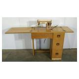 Singer 301A sewing machine and table, runs,