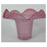 Glassware, 1960s Fenton "Cranberry" hobnail vase,