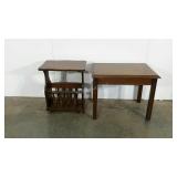 Magazine rack stand and end table, finish wear as