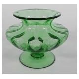 Fenton Glass green footed vase, 6"