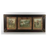 Tri panel frame with fox hunting prints,