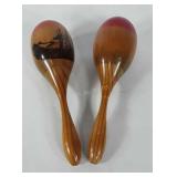 Two wooden maracas