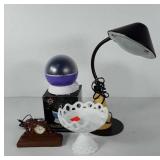 Mixed group, includes milk glass compote with
