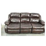 Recliner sofa, 3 cushion, vinyl, includes bottom