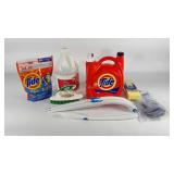 Cleaning supplies, Tide Pods and liquid, both are