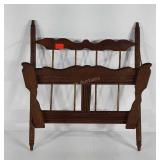 Early oak wall mount magazine or file rack