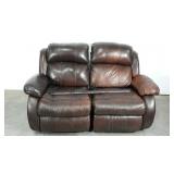 Recliner loveseat, vinyl, shows wear, includes