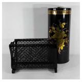 Decoware metal hamper and mid Century magazine