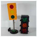 Two stoplight lamps, 12" and 20"