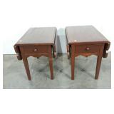 Two Broyhill end tables, drop leaf, seller code