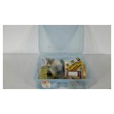 Rubbermaid tote full of door pulls, switch