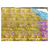 Colorful reversible quilt with straight line