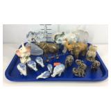 Elephant figurines, group of