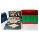 Red and green tote with 4 games