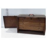 Wooden machinists box, 18" × 9" × 12", some