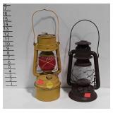 Two oil lamps, one Dietz, one made in W Germany