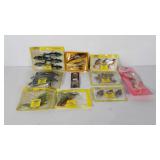 Fishing supplies, ten packages of fishing lures,