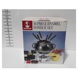 Roschco 16 piece enamel fondue set