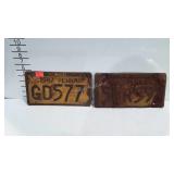 Two antique Pennsylvania license plates, 1942 and