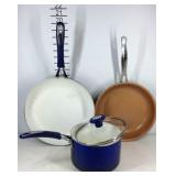 Pots and pans, silvertstone 3qt, silvertone