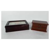 Two jewelry boxes, 4.5" x 4.5" x 7.5" & 3 x 7 x 11
