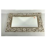 Carved Wood frame mirror, hangs vertically or