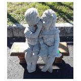 Gardening Decor, Boy and Girl Figure sitting on