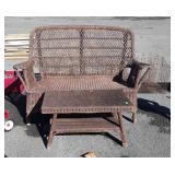 2pc Wicker Outdoor Furniture Set, Loveseat and