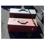 Two older metal Mechanics tool boxes