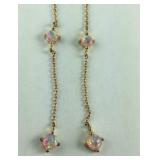 Gold over sterling silver and opal long earrings