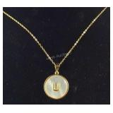 Mother of pearl U necklace 18in 14k yellow gold