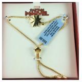 Captain marvel star lariat bolo bracelet goldtone