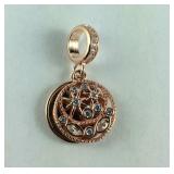 Simulated diamond mothers love charm 14k rose