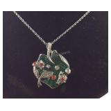 Red and white Austrian crystal enameled fish