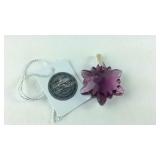 Sterling silver Swarovski amethyst crystal leaf