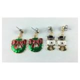 Two pairs of Christmas theme post earrings