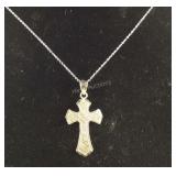 18in Sterling silver gothic style cross pendant