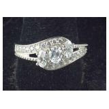 Size 10 Sterling white Swarovski zirconia 3 stone