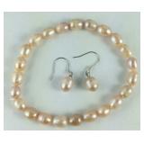 Sterling purple freshwater pearl earrings and