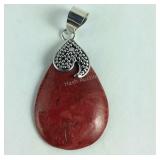 Sterling silver sponge coral pendant