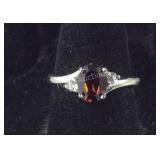 Size 7 Sterling smoked topaz and white Swarovski