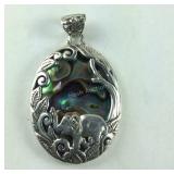 Bal Sterling silver elephant design abalone shell