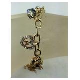 7-9in goldtone charm bracelet with Austrian