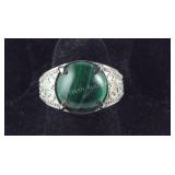 Size 6 African malachite 6ct solitaire stainless