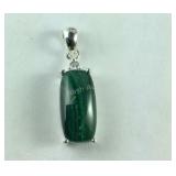 Sterling African malachite and blue topaz pendant