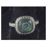 Abalone & Marcasite Halo Ring, 4.9 grams