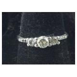 3-Stone CZ Ring with Shank Accents (Missing 2