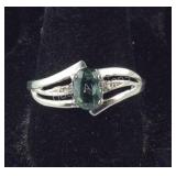 Green Topaz & Genuine Diamond Ring, 2.1 grams