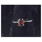 Solitaire Garnet Ring, 1.1 grams  Sterling